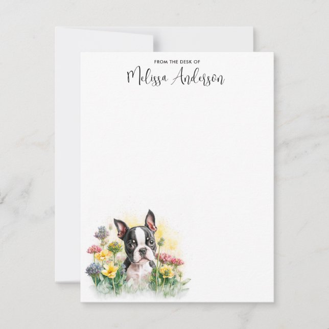 Tarjeta Pequeña Coloración acuática de perro de Boston Personaliza (Anverso)