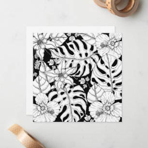 Tarjeta Pequeña Colorea tus propias hojas y flores tropicales
