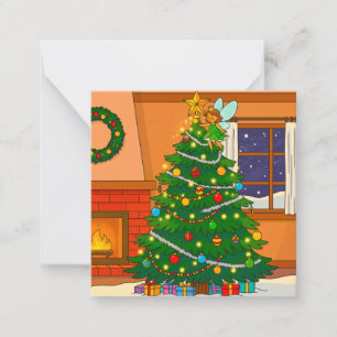 TARJETA PEQUEÑA COLORES DE DIBUJOS ANIMADOS BRILLANTES DE ÁRBOL DE