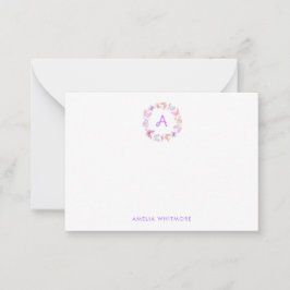 Tarjeta Pequeña Colores Pastel Monograma de Mariposas Lindas