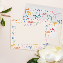 Tarjeta Pequeña Colorful Simple Bows Personal Stationery