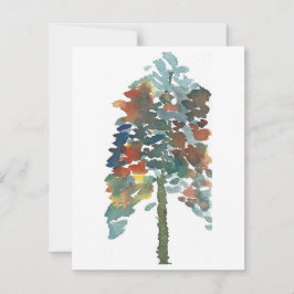 Tarjeta Pequeña Colorida acuarela Pine Tree Art