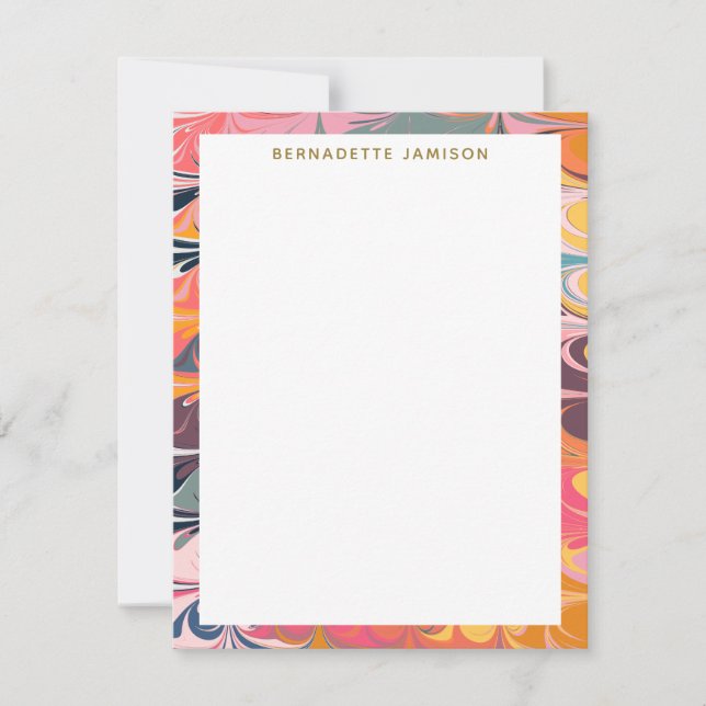 Tarjeta Pequeña Colorida Artesanía Resumen Diseño de Mármol Swirl (Anverso)