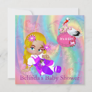 Tarjeta Pequeña Coloridas espirales arcoiris invitan a Baby Shower