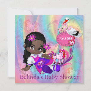 Tarjeta Pequeña Coloridas espirales arcoiris invitan a Baby Shower