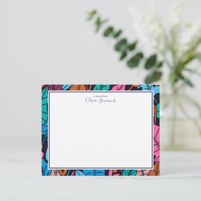 Tarjeta Pequeña Coloridas hojas estatuas personales (Anverso de pie)