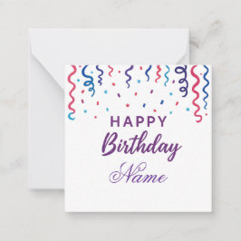 Tarjeta Pequeña Colorido Confetti Feliz cumpleaños