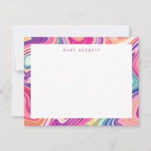 Tarjeta Pequeña Colorido en color rosa morado de mármol abstracto