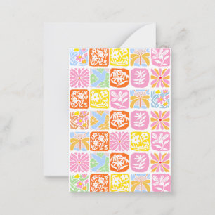 Tarjeta Pequeña Colorido Tile Floral Botánico Folk Whimsical