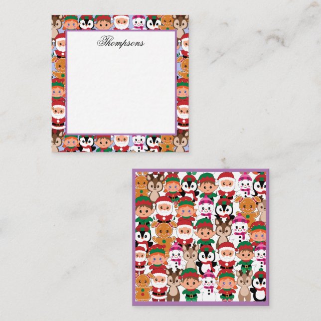 Tarjeta Pequeña Coloridos Navidades de Teddy con muchas profesione (Anverso / Reverso)