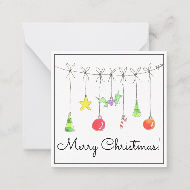 Tarjeta Pequeña Colourful Christmas Ornaments (Anverso)