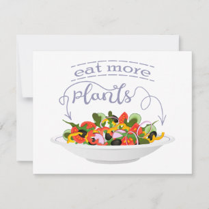 Tarjeta Pequeña Coma más plantas con letras de motivación de ensal