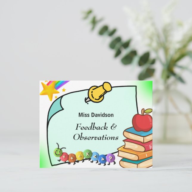 Tarjeta Pequeña Comentarios de los profesores de personalizable al (Anverso de pie)
