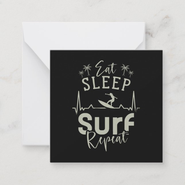 Tarjeta Pequeña Comer Dormir Surf Repetir (Anverso)