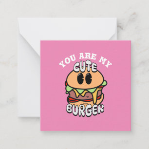 Tarjeta Pequeña Comida, Hamburguesa Linda, Regalo de San Valentín 