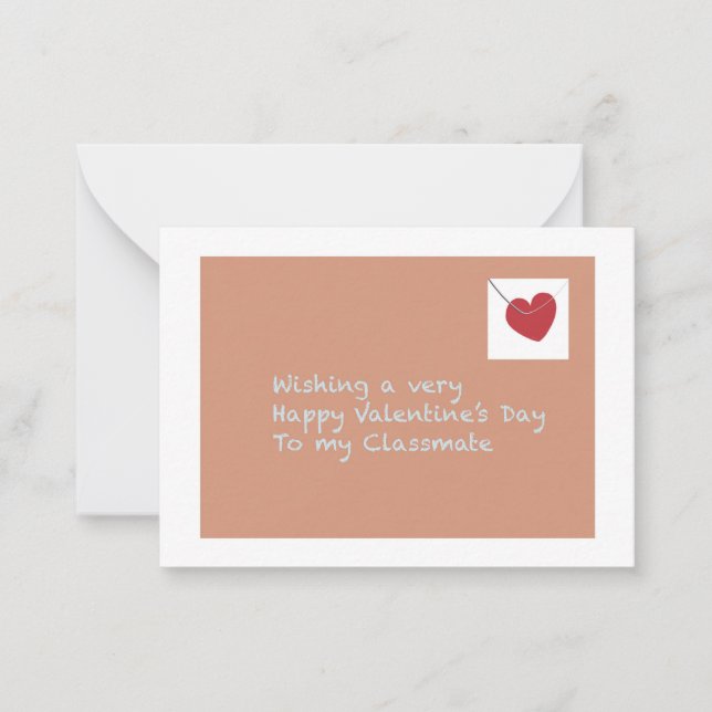 Tarjeta Pequeña Compañero de clase Feliz Día de San Valentín capri (Anverso)