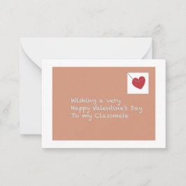 Tarjeta Pequeña Compañero de clase Feliz Día de San Valentín capri