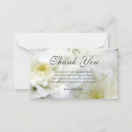 Tarjeta Pequeña Compasión blanca Funeral Floral & Photo Gracias