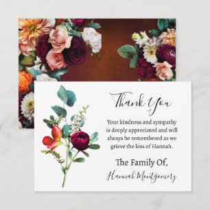 Tarjeta Pequeña Compasión funeraria de Cabernet Florals Gracias