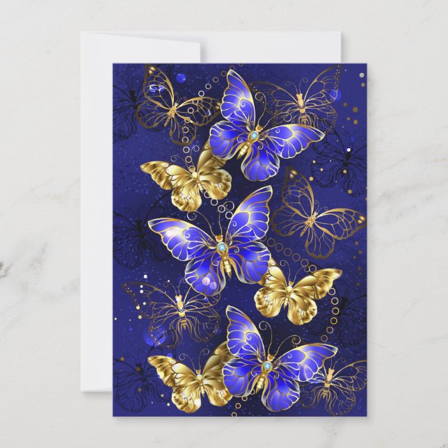 Tarjeta Pequeña Composición con mariposas de zafiro (Anverso)