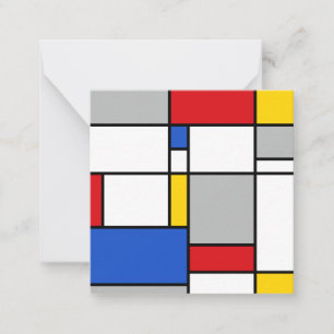 Tarjeta Pequeña Composición de color de estilo mondriano retro geo
