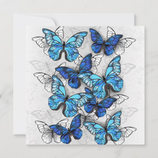 Tarjeta Pequeña Composición de las mariposas blancas y azules (Anverso)