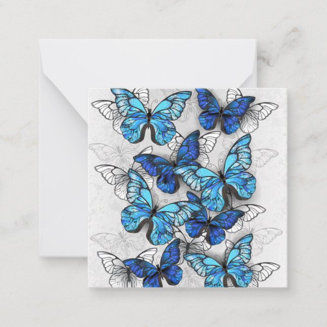 Tarjeta Pequeña Composición de las mariposas blancas y azules (Anverso)