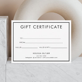 Tarjeta Pequeña Comprobante de certificado de regalo Minimalista