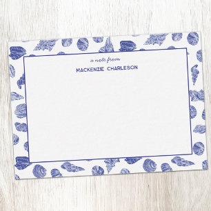 Tarjeta Pequeña Concha Marina Náutica Azul Personalizada