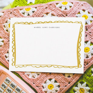 Tarjeta Pequeña Concha Personalizada Pintada de Amarillo Dorado