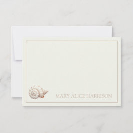 Tarjeta Pequeña Conchas Costeras Crema y Beige Personalizadas