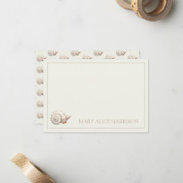 Tarjeta Pequeña Conchas Costeras Crema y Beige Personalizadas
