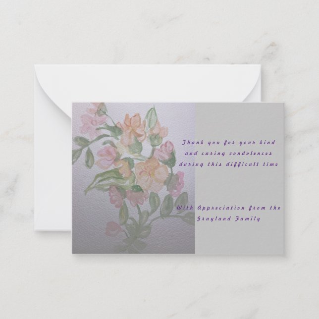 Tarjeta Pequeña condolencias de solidaridad poema gracias (Anverso)