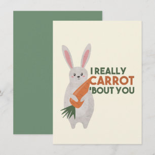 Tarjeta Pequeña Conejito lindo chiste de zanahoria - Realmente me 