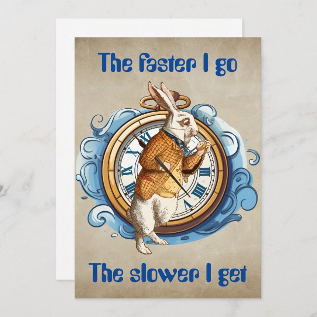 Tarjeta Pequeña Conejo blanco, personaje de Alice In Wonderland. (Anverso / Reverso)