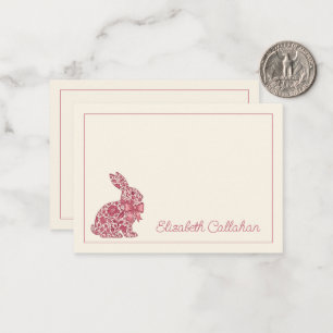 Tarjeta Pequeña Conejo de Pascua Chinoiserie Rosa y Crema
