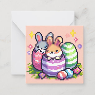 Tarjeta Pequeña Conejo de Pascua de 8 bits de arte píxel