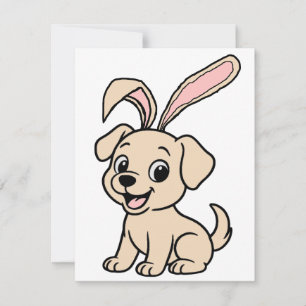 Tarjeta Pequeña Conejo de Pascua de dibujos animados Labrador Amar