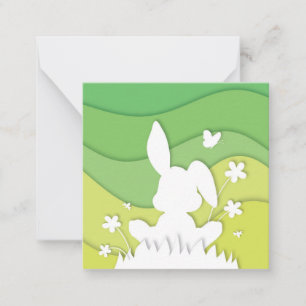 Tarjeta Pequeña Conejo de Pascua sobre hierba, vacaciones de Pascu
