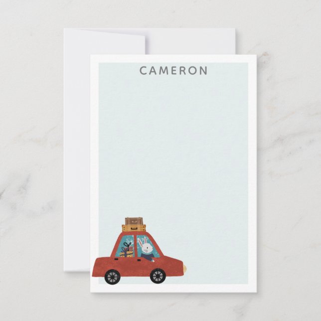 Tarjeta Pequeña Conejo de viaje de Navidad personalizado (Anverso)