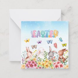 Tarjeta Pequeña Conejo Divertido Feliz Día de Pascua