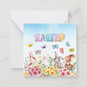 Tarjeta Pequeña Conejo Divertido Feliz Día de Pascua