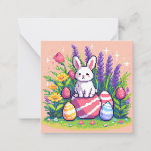 Tarjeta Pequeña Conejo feliz de Pascua de 8 bits de píxel