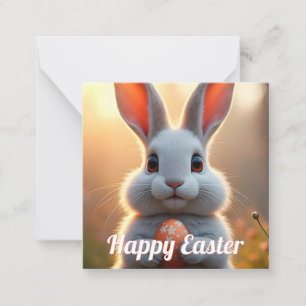 Tarjeta Pequeña Conejo feliz de Pascua en la magia de la primavera