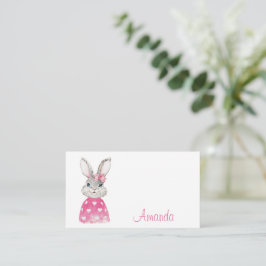 Tarjeta Pequeña Conejo Preppy Pink Heart Bow