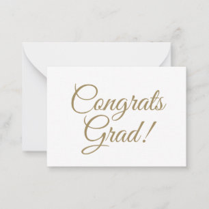 Tarjeta Pequeña Congrats grad personalizado de oro blanco texto si