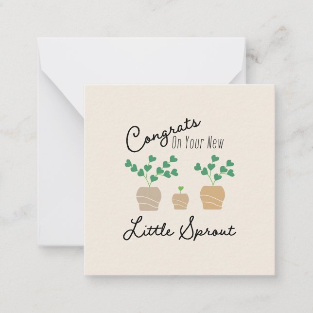 Tarjeta Pequeña Congrats on Your New Little Sprout Baby (Anverso)
