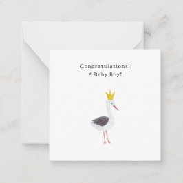 Tarjeta Pequeña Congratulations Baby Boy Newborn Birth Stork Card