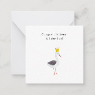 Tarjeta Pequeña Congratulations Baby Boy Newborn Birth Stork Card
