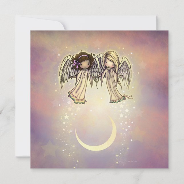 Tarjeta Pequeña Conjunto de ángeles pequeños ilustrados Arte (Anverso)